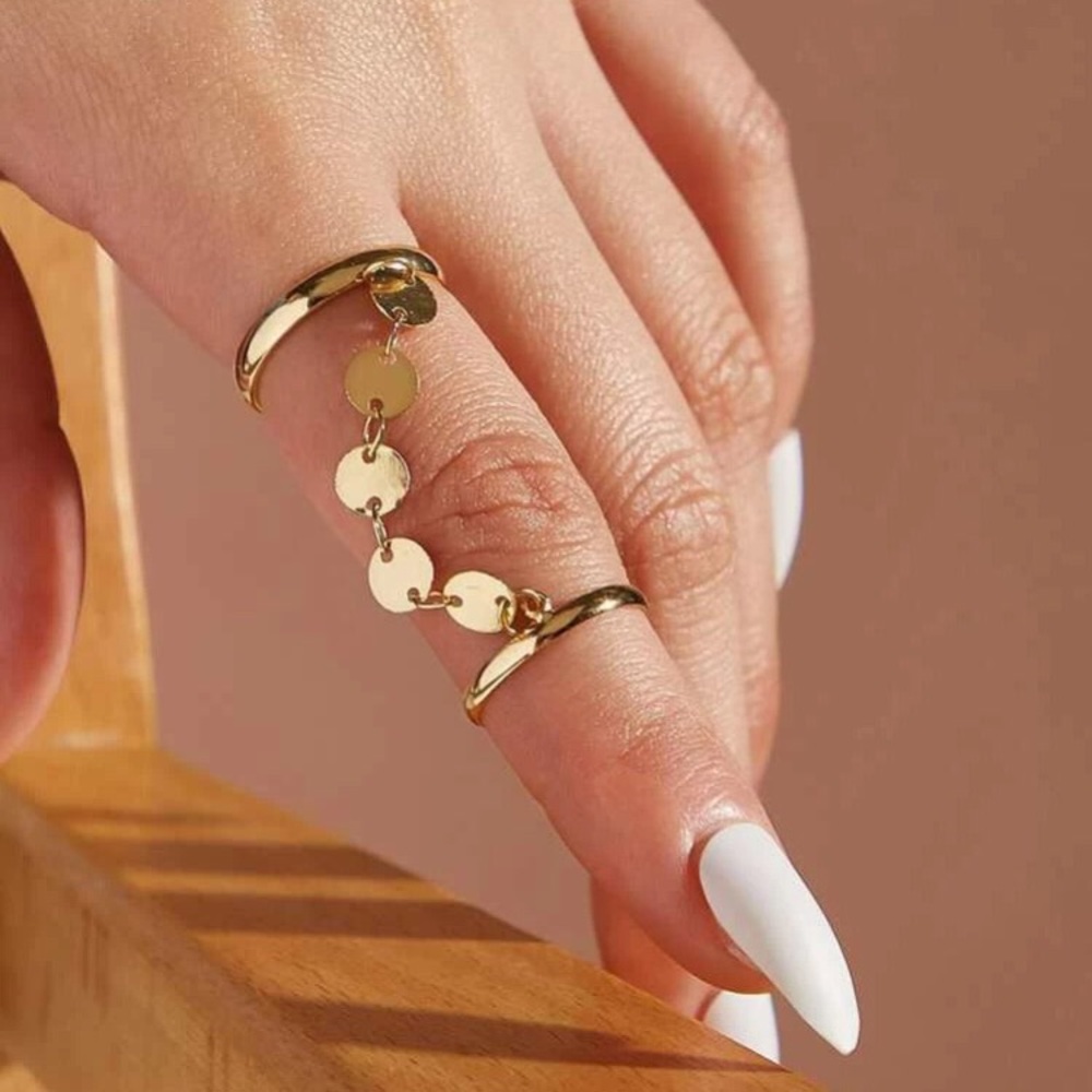 🎀 Coin Disk Finger Chain Ring 🎀